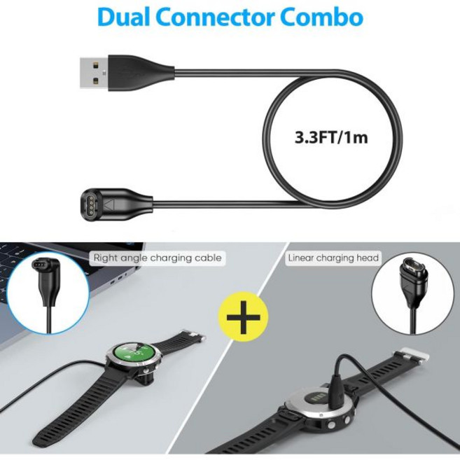 USB 충전 케이블 3.3피트 3개 세트 가민 워치 Fenix 8/7/7X/7S/6/E Venu 3/3S/2S/SQ 포러너 970/965/955/945/265/255/55/45, USB 충전 케이블 3.3피트 3개 세트 가민 워치 F