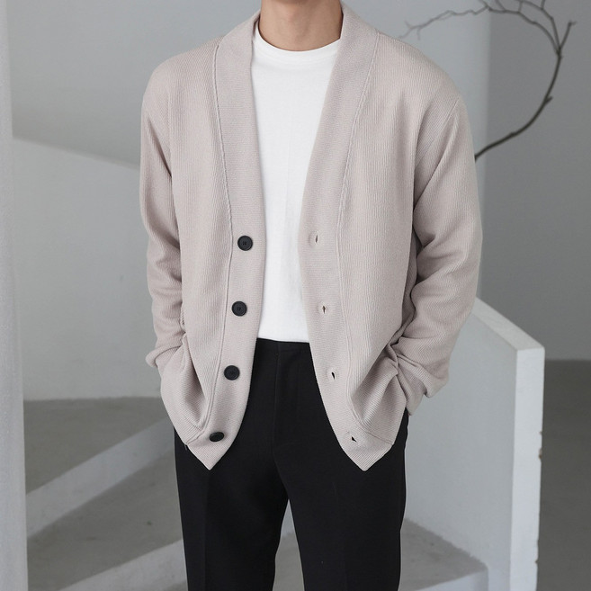 베이직바이블 남자 오버핏 가디건 빅사이즈 니트 봄 가을 겨울 아우터 스판 코디(6color)