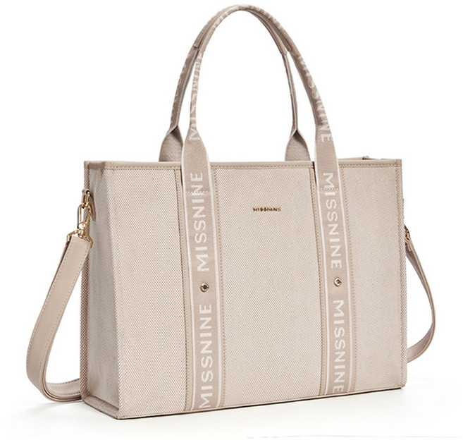 MISSNIEN 여성 캔버스 토트백 숄더백 사각 캔버스백 노트북 서류 여성 가방