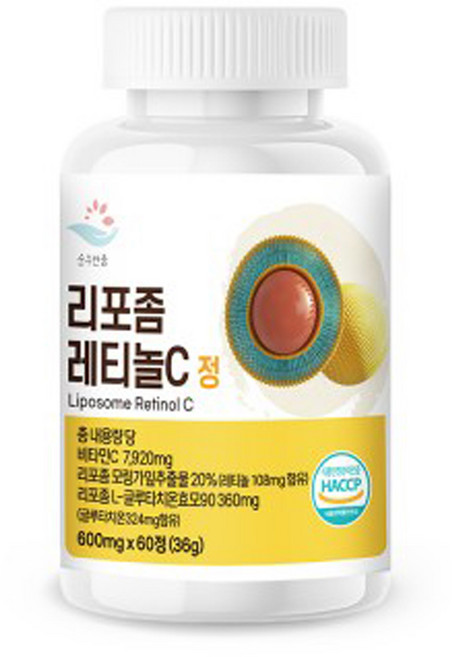 [소비기한26.09.23] 리포좀 비타민C 레티놀C 정 600mg x 60정, 1세트