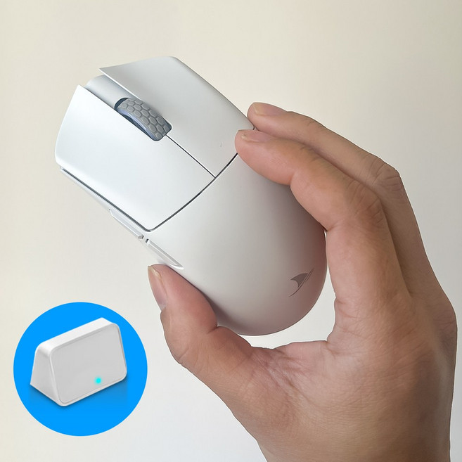 초경량 무선 게이밍 마우스 Darmoshark M3 PROMAX, 흰색, NXP 수신기 사용