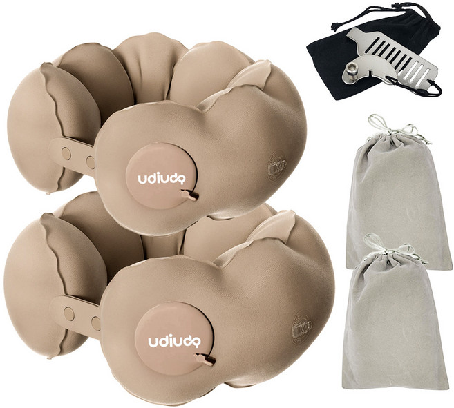 [1+1] 더 가볍고 튼튼한 우디우디 휴대용 벨벳 에어 목베개 - 목베개