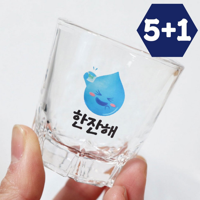 5+1 오로라소주잔 주문제작 커스텀술잔 각인 유리컵 홀로그램 모임 퇴사 선물 술집 개업선물, 1개, 오로라 참이슬 캐릭터_한잔해