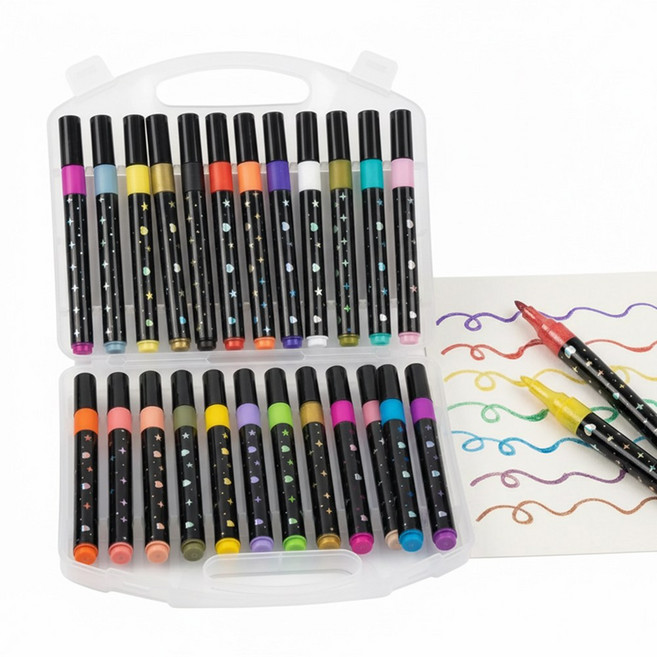 룰루레빗 루미클리어 반짝이 글리터 마커펜, 1팩, 24색