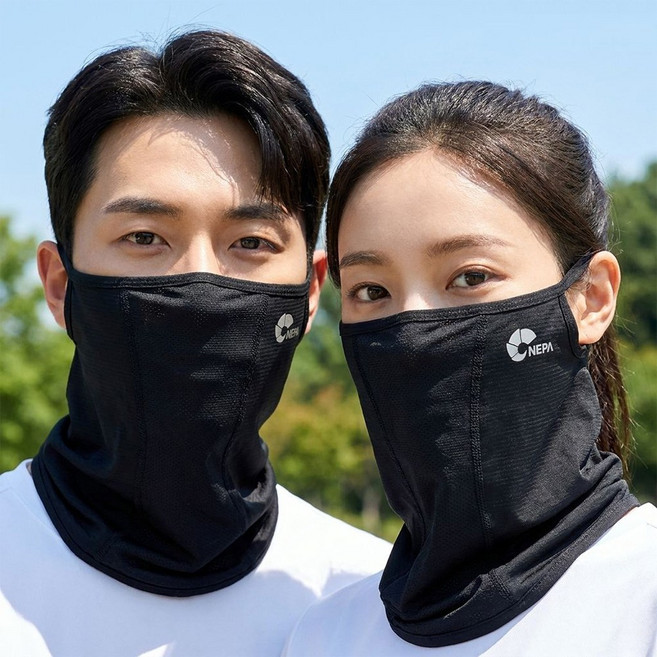 네파 NEPA 24년 아이스 이어 멀티 넥 스카프 안면마스크 페이스커버 자외선차단 쿨링 등산 골프 자전거 산책, 블랙