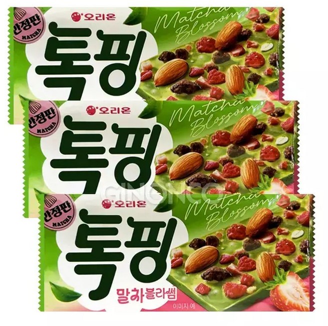 오리온 톡핑 말차블라썸 43g x3 판 초콜릿 과자 견과류 시리얼, 3개