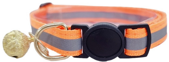 아이구감사합니다 고양이 인식표 목걸이 빛반사 둥근 안전버클 빛반사 목줄, 주황, 1개