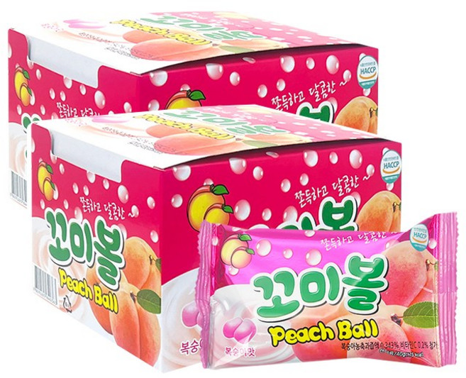 꼬미볼 복숭아 사탕 캔디, 2박스