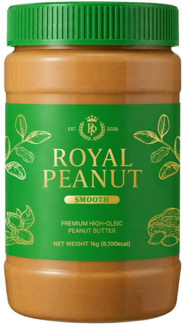 [하이올레익] 로얄피넛 무첨가 무가당 100% 땅콩버터 스무스, 1kg, 1개