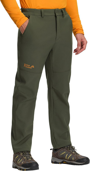 파이오니어 캠프 남성 플리스 안감 하이킹 바지 보온 방수 소프트쉘 겨울 따뜻한 작업 스노우 스키 팬츠 스노보드