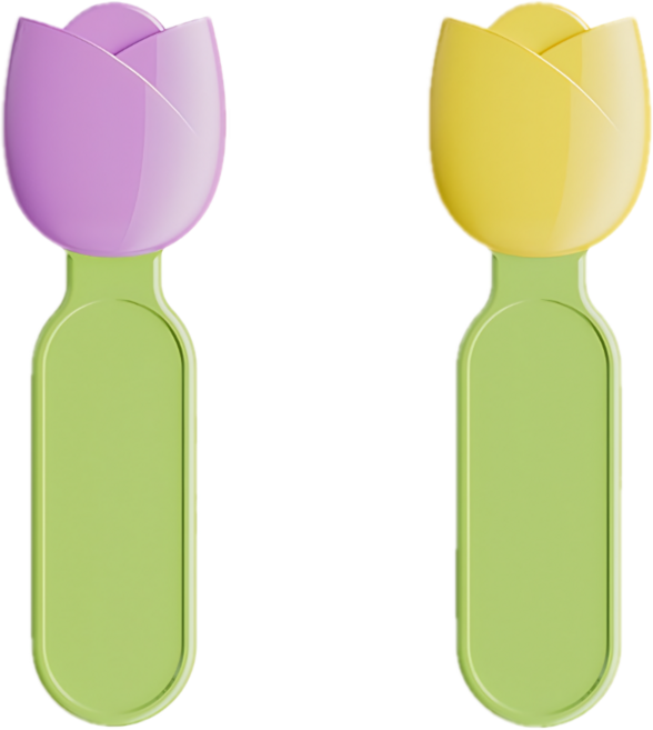 다마네 튤립형 변기 시트 핸들 변기 위생 손잡이 2개입, 보라+노랑