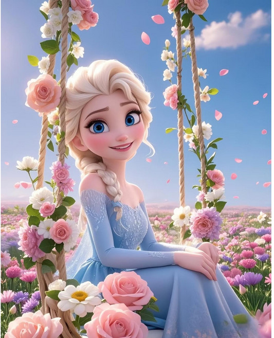 겨울왕국 엘사공주 반짝이는 드레스 보석십자수 전체붙이기 원형비즈 DIY패키지, A.엘사공주 30*40cm(액자포함), 1세트