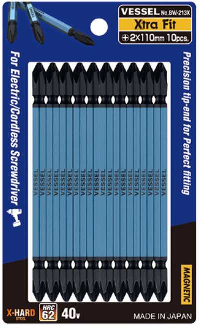 베셀 블랙코팅 양용 비트 BW-213X (+2x110mm) +비트홀더포함 10개입 십자드라이버비트, 1개