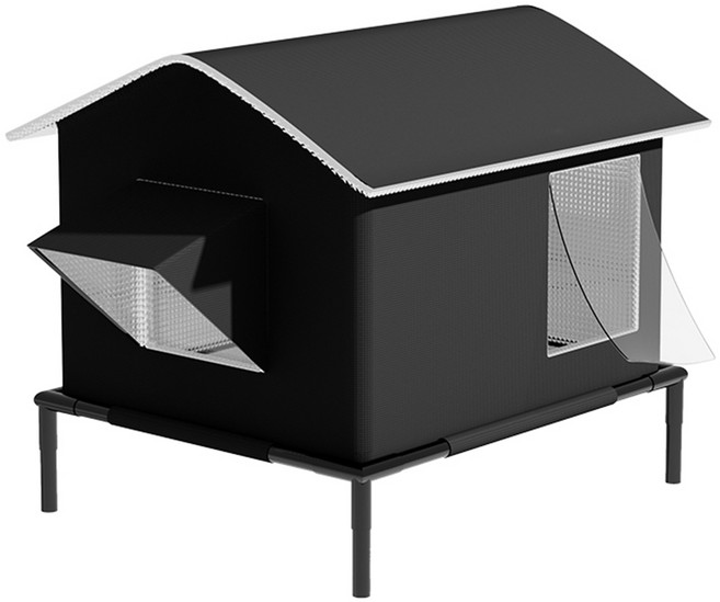 PETTOO [방수/방습] 길냥이집 야외 길고양이 여름집 사계절 실외 마당 개집 숨숨집, 1개, 블랙