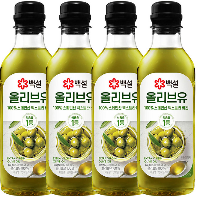 백설 스페인산 압착 올리브유, 500ml, 4개
