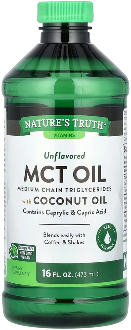Nature's Truth MCT Oil with Coconut Oil Unflavored 14 g 16 fl oz 473 ml, Nature's Truth, MCT Oil with C, 1개, 473ml - 쿠팡