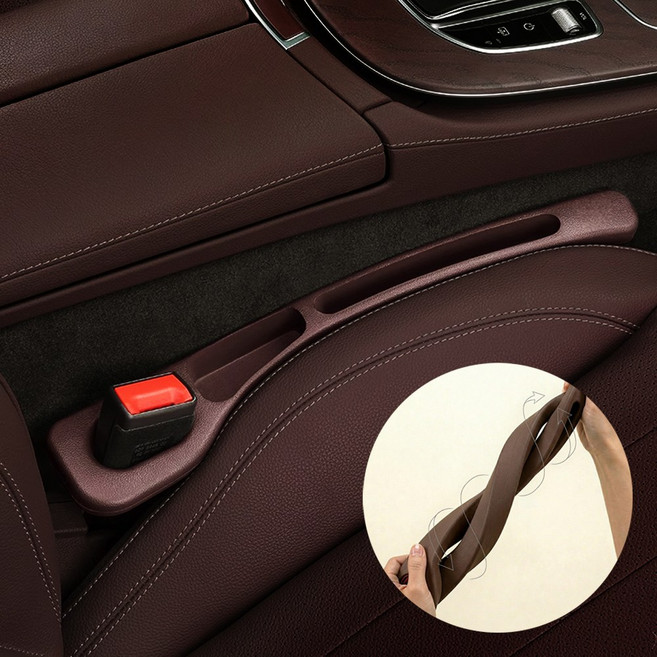 모우앤코 자동차 조수석+보조석 사이드 포켓 틈새쿠션 수납 우레탄 차량용 악세서리, 1세트, 브라운