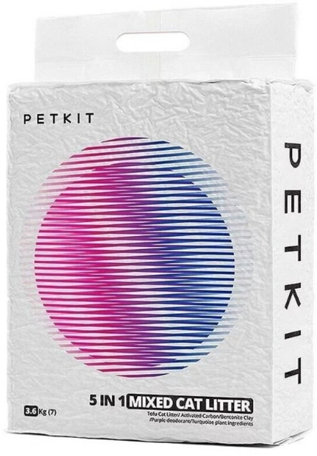 PETKIT 佩奇 5合1活性碳混合貓砂 7L 粉塵少 可沖馬桶, 4包, 無香