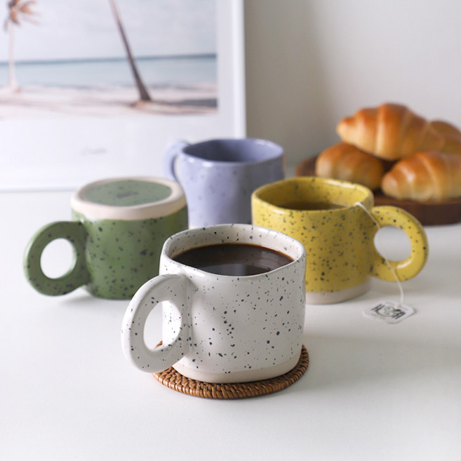 크런치 홈카페 점박이 머그컵 300ml 4color 1p, 그린, 1개