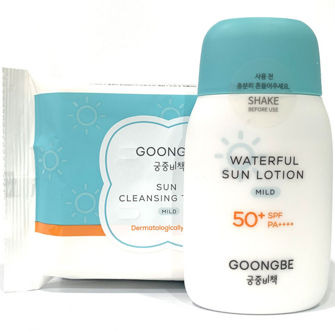 궁중비책 워터풀 선로션 SPF50+ PA++++ + 마일드 선 클렌징 티슈 세트, 80g, 1개