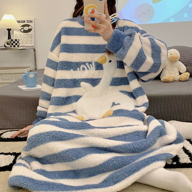 睡裙 珊瑚絨花邊 家居服 甜美少女