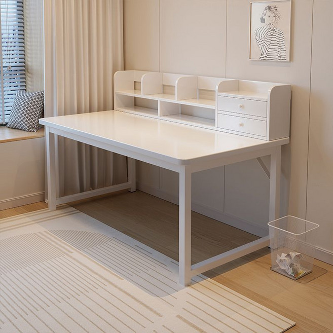 다용도 책상 책꽂이 철재 1인용책상 사무용책상, 화이트