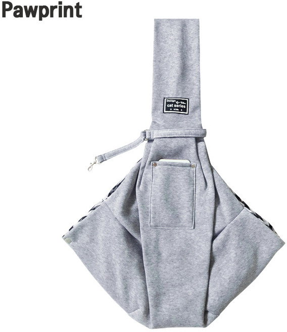 Pawprint 강아지이동가방 가볍고 통기성 좋은 단일견 외출용 반려견 단거리 여행 파티 산책용 애완동물용, 회색, 1개