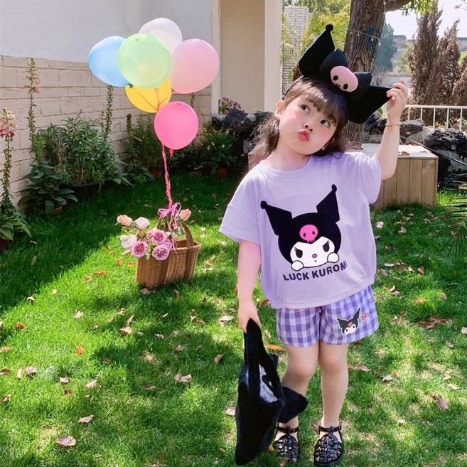 GOYES 산리오 캐릭터 상하복 시나모롤 쿠로미 반팔 반바지 세트