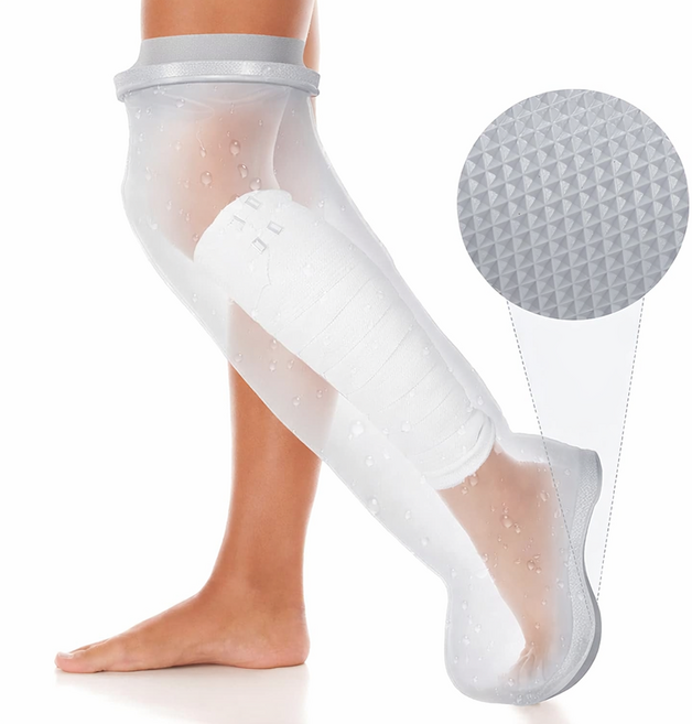 하루앤픽 미끄럼방지 샤워 깁스 방수커버 다리 무릎위 통샤워, 1개, 그레이