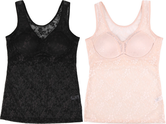 여성 인견 브라런닝 2종세트 노몰드 여름 시원한 냉장고 섬유 편한 노와이어 자카드 플라워 패턴 입체몰드 밀착감