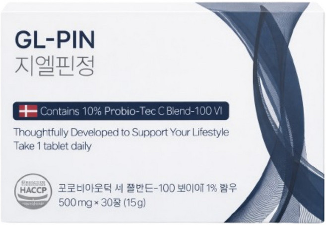 지엘핀정 덴마크 유산균 테아닌 트립토판 가바 함유, 1개, 30정