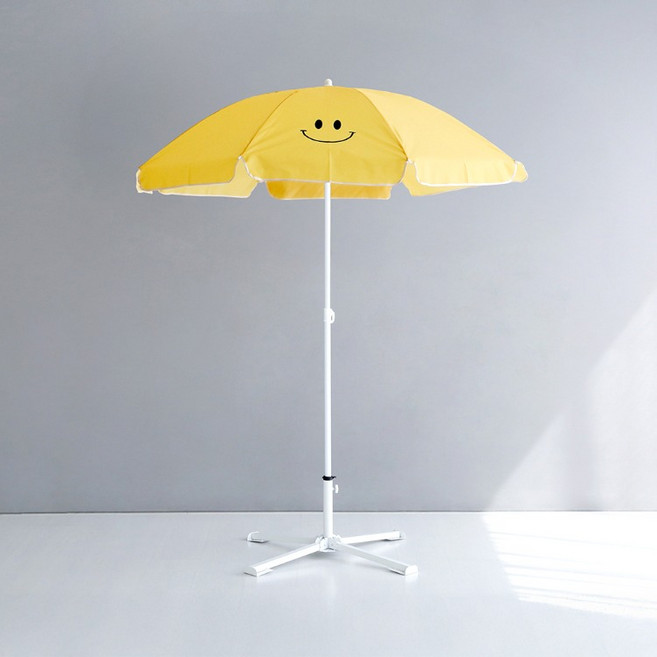 [기획세트]마켓비 ROMIL 스마일 파라솔 옐로우+받침대 기본형, 옐로우