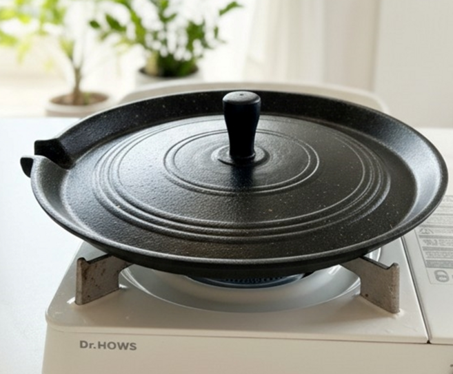 국산 무쇠 통주물 솥뚜껑 고기불판 업소용 가정용 삼겹살불판, 1개, 40cm