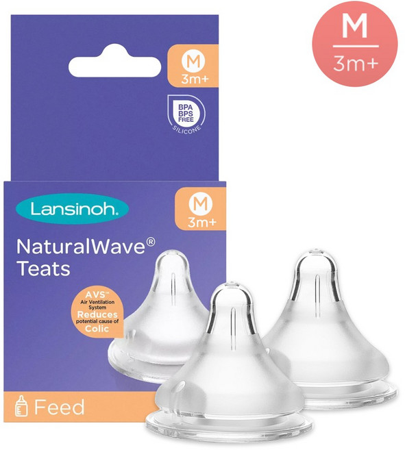 란시노 내추럴 웨이브 젖꼭지, M(3~6개월), 2개