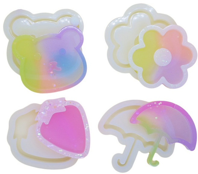 [마니랜드] 아기자기 쉐이커 몰드 4종 세트, 1세트, 반투명