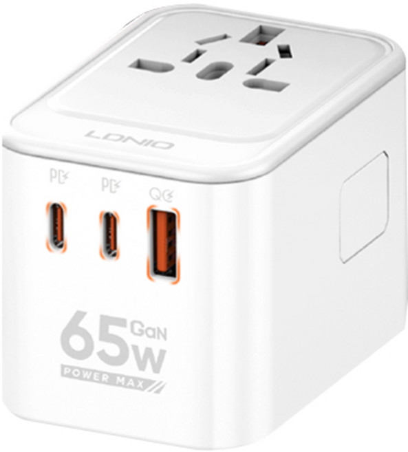 LDNIO GaN PD65W 해외 여행용 어댑터 초고속 멀티 충전기, 1개