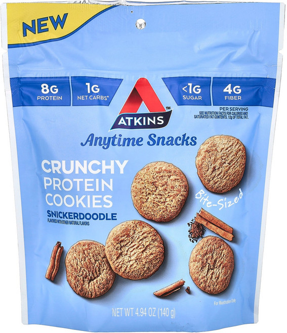 앳킨스 바삭한 단백질쿠키 스니커두들 (140 g) 키토간식 키토다이어트 저탄고지 저당 체중조절 저칼로리, 앳킨스,바삭한 단백질쿠키,스니커두들,(140 g) 키토, 140g, 1개