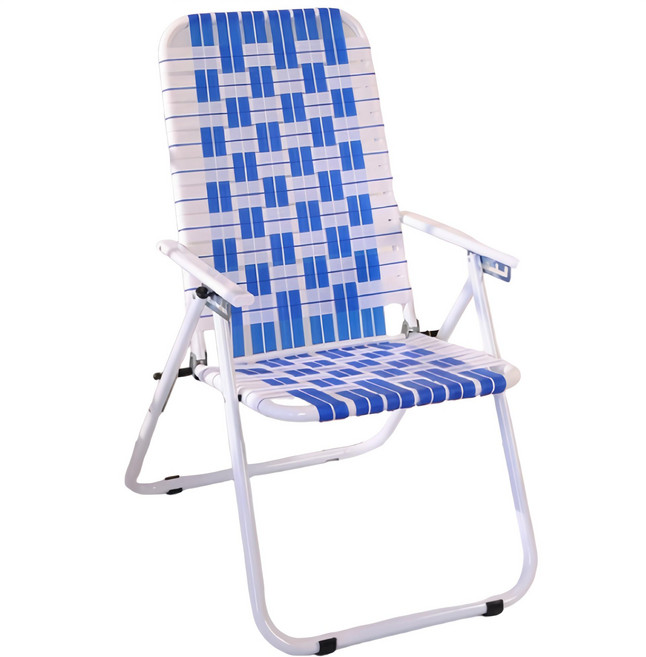 BuyJM 大編織五段式休閒涼椅 I-AD-CH251 露營椅 躺椅, 藍色和白色, 1個