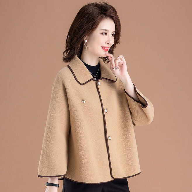 TIMEPURE 중년 여성용 봄 가을 숏 자켓 세련되고 우아한 분위기 동안 느낌 작은 키 여성에게 잘 어울리는 데일리룩 아우터