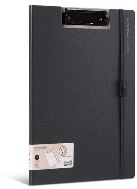 델리 누사인 고정스트랩 커버 클립보드 A4 180-NS, BLACK, 1개