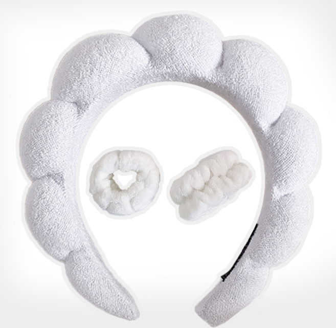 유아유 세안밴드 헤어밴드 5종 부드러운 세안머리띠+손목밴드, 1세트, 화이트