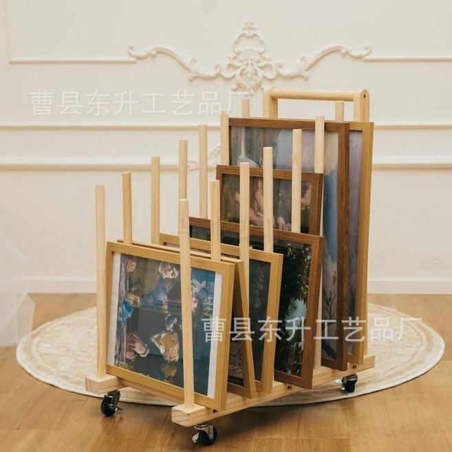 미술품 작품 보관 이동식 나무 그림 건조대 캔버스 수납 선반 아트백 포함 방수 선반, 1개, 스타일 1