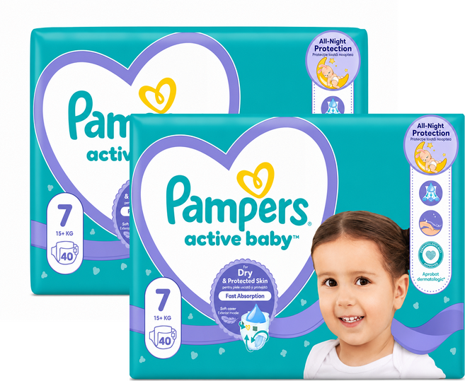 데코마당 유로 팸퍼스 베이비드라이 밴드형 기저귀 아동공용 밴드7단계_2팩(총80p) pampers 바우처, 7단계, 80매