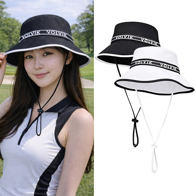 볼빅 에센셜 모노라인 여성용 골프모자 버킷햇, 화이트, 1개