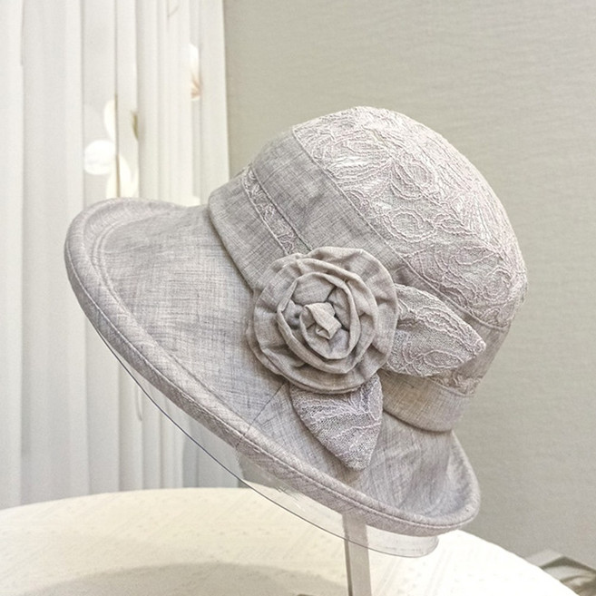 VITALO 로지안 레이스 여성모자 여름 챙모자 벙거지 버킷햇 멋쟁이 중년 엄마 할머니 모자