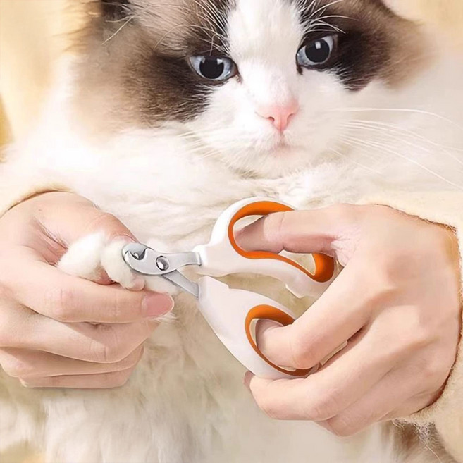 미즈코스 안전한 고양이 발톱 깎이 반려동물 미용 위생 네일 관리, 오렌지, 1개