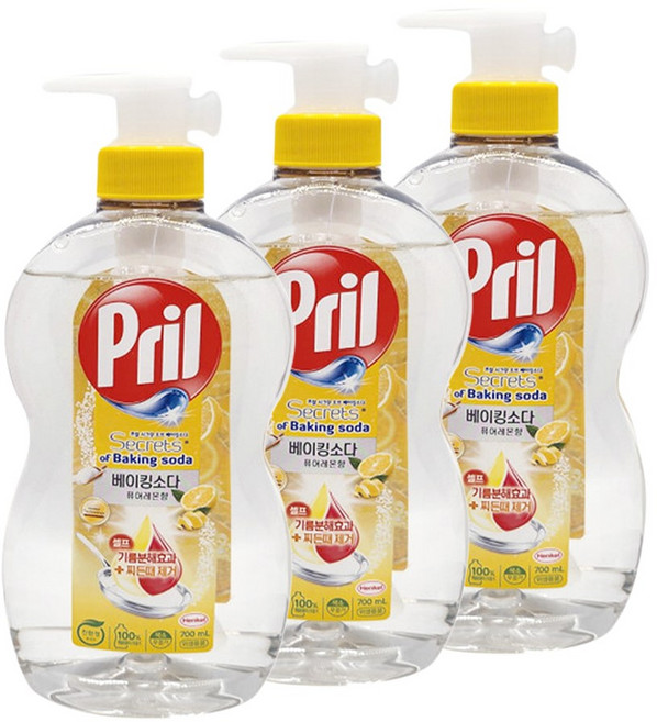 프릴 베이킹소다 주방세제 700ml 본품 x3개 퓨어레몬향, 6개