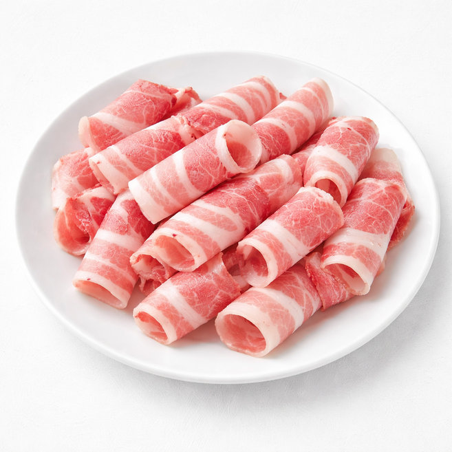 국내산 한돈 돼지고기 냉동 대패삼겹살 구이용 냉삼 슬라이스 꽃삼겹 절단, 500g, 1