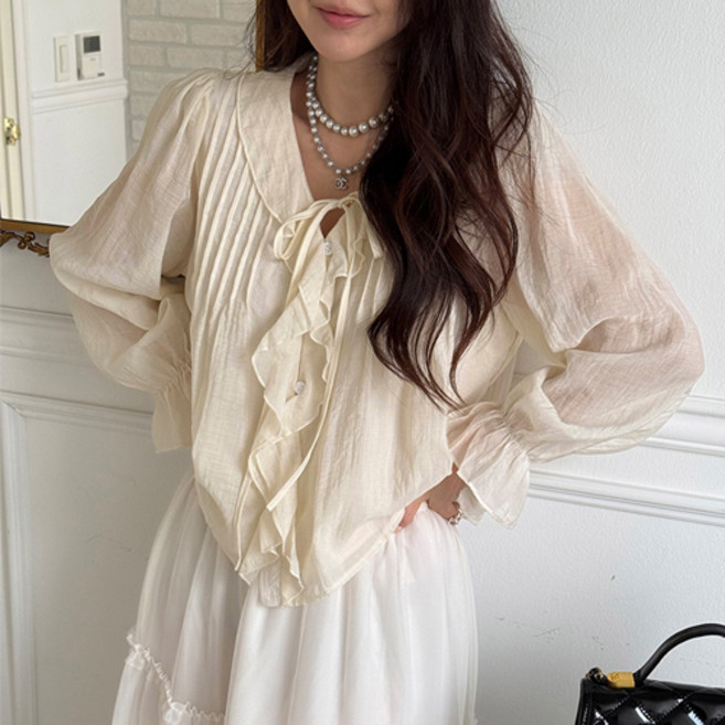 [난닝구]파브벨 러플리본블라우스