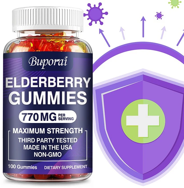 비타민 C 에키네시아 프로폴리스 성인과 어린이를 위한 면역 지원 매우 강력하고 맛있는 라즈베리 맛이 함유된 엘더베리 엘더베리 구미 글루텐 프리 비건, 3개, 100정 - 쿠팡